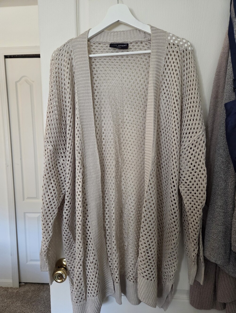 Lane Bryant Open-Knit Cream Cardigan Sweater